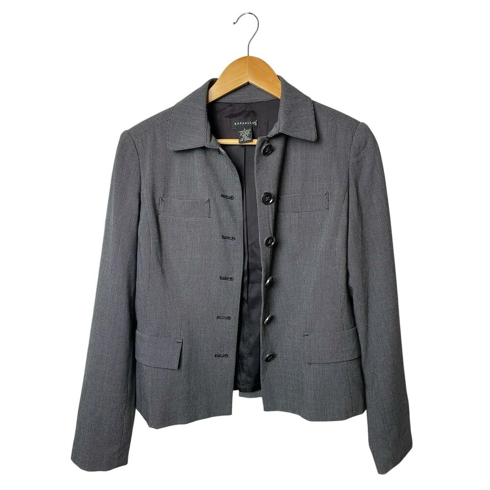 Rafaella Gray Stretch Blazer Jacket Womens 6 Lined Career Office Business Casual